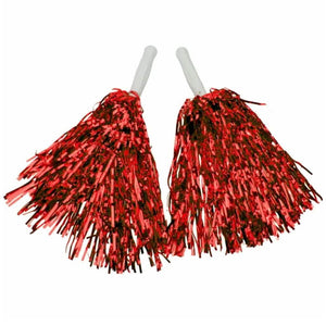 Metallic Red Cheerleader Pom Poms 2pk