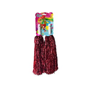 Metallic Red Cheerleader Pom Poms 2pk