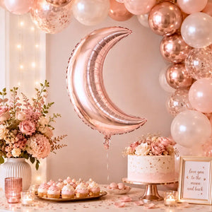 Rose Gold Crescent Moon Shaped Foil Balloon party decor