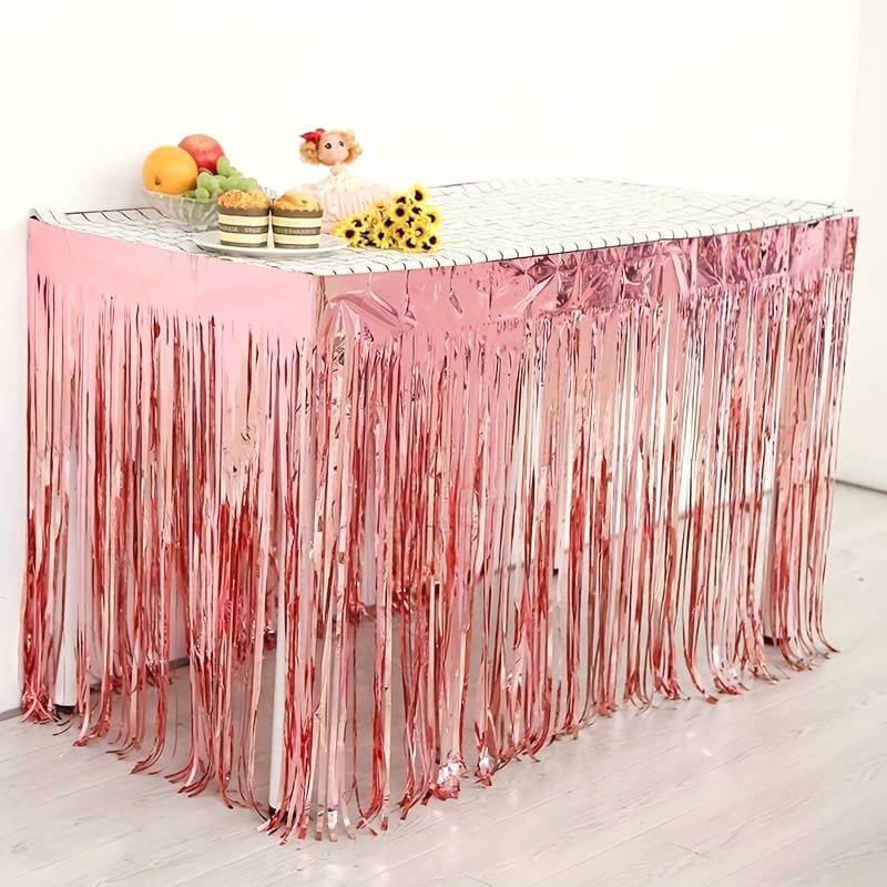 Metallic shop table skirt