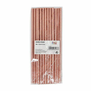 Metallic Rose Gold Foil Paper Party Straws 20 Pack