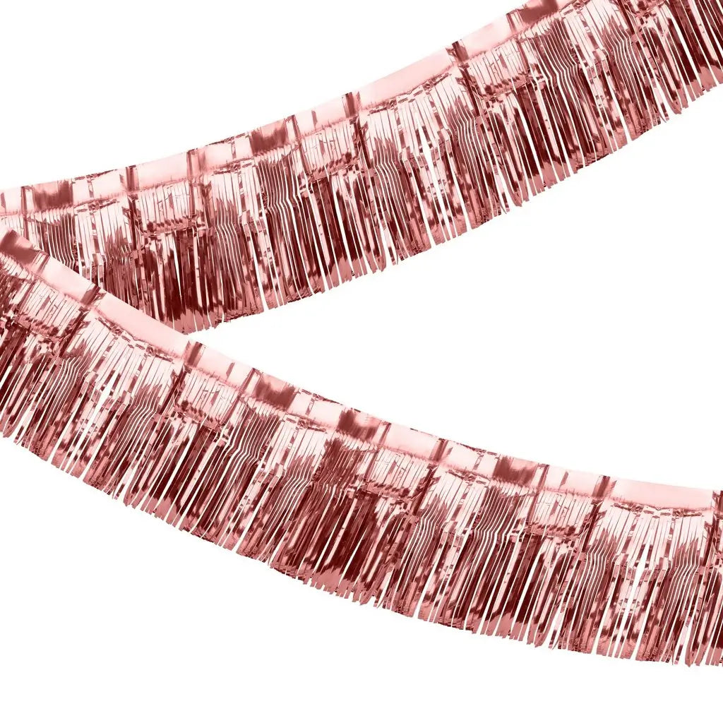 Metallic Rose Gold Tinsel Fringe Banner 3m