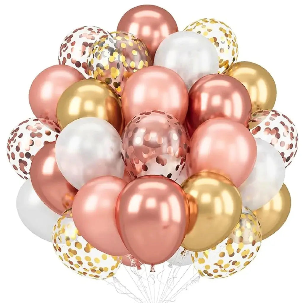 Rose gold confetti balloons decoration