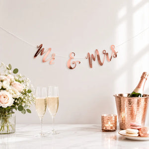 Metallic Rose Gold 'Mr & Mrs' Wedding Banner