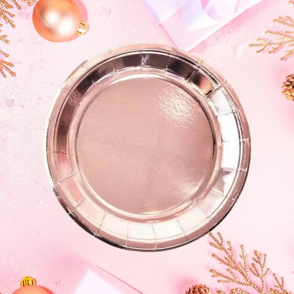 Metallic Rose Gold Small Paper Plates 17cm 10pk