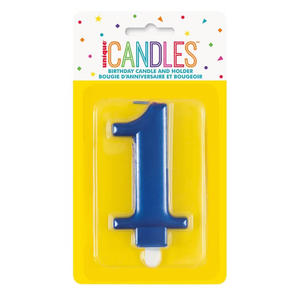 Metallic Royal Blue Number Age 1 1st First Birthday Candle 8cm cake decorations