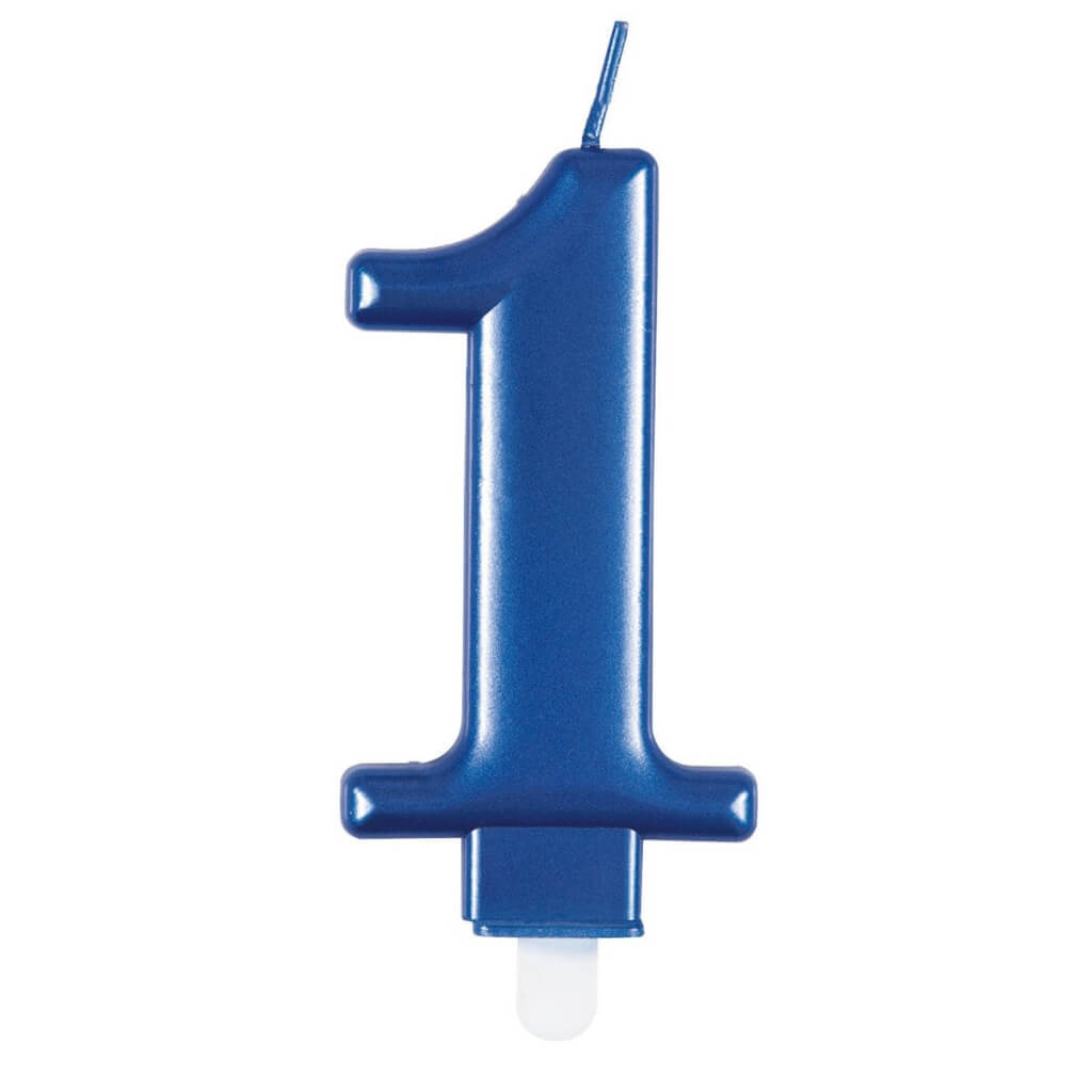 Metallic Royal Blue Number Age 1 Birthday Candle 8cm cake decorations