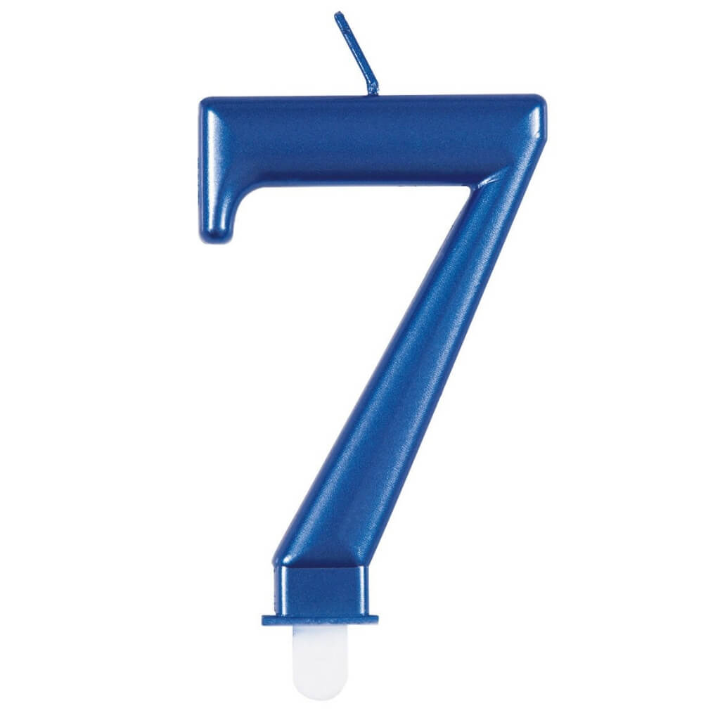 Metallic Royal Blue Number Age 7 Birthday Candle 8cm cake decorations