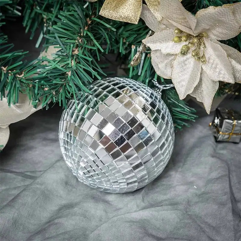 Silver Disco Mirror Balls 10cm 2pk