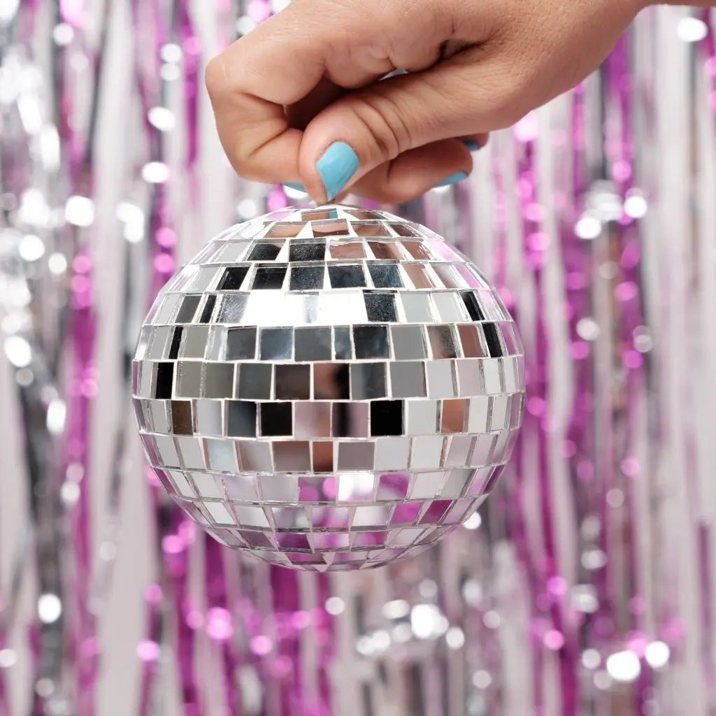 Silver Disco Mirror Balls 10cm 2pk