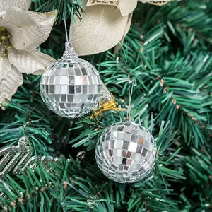 Silver Disco Balls 5cm 6pk Christmas dance party hanging ornaments