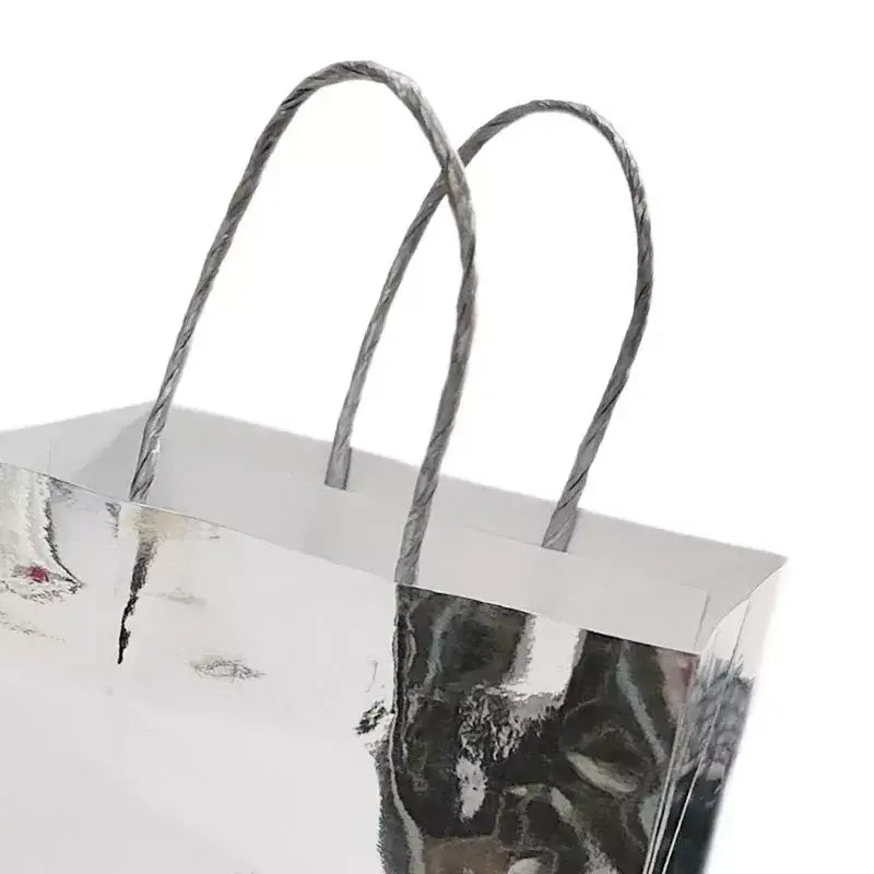 Metallic Silver Foil Paper Gift Bags 4pk