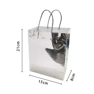 Metallic Silver Foil Paper Gift Bags 4pk