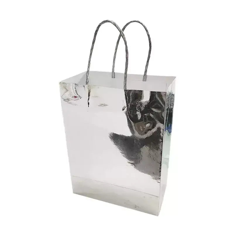 Metallic Silver Foil Paper Gift Bags 4pk