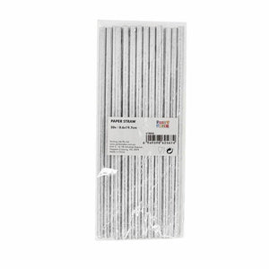 Metallic Silver Foil Paper Party Straws 20 Pack