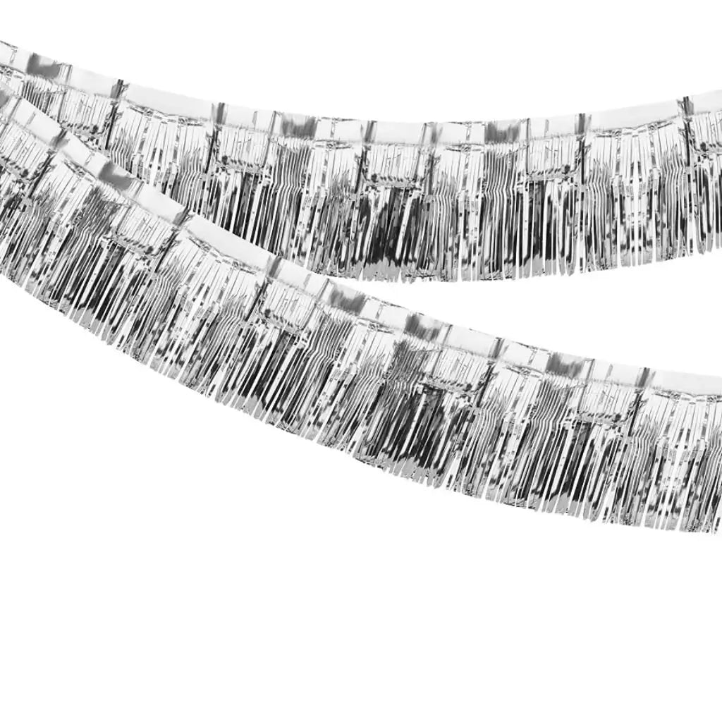 Metallic Silver Tinsel Fringe Banner 3m