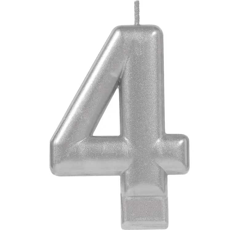 Metallic Silver Number 4 Candle