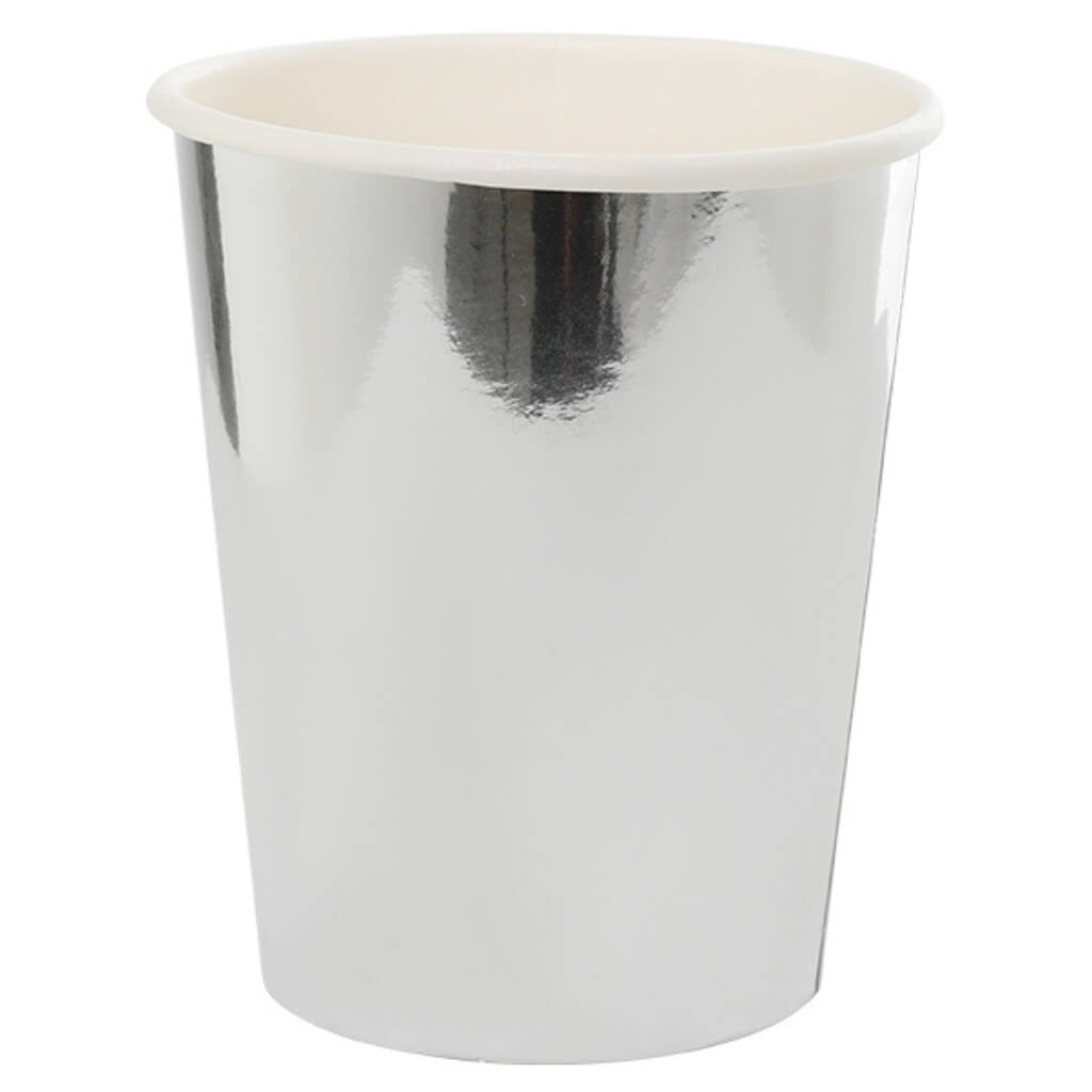 Metallic Silver Paper Cups 260ml 10pk