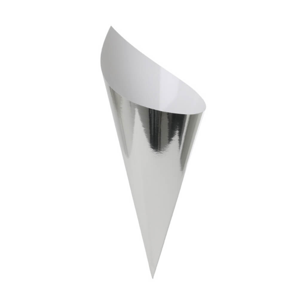 Metallic Silver Paper Snack Cones 10pk