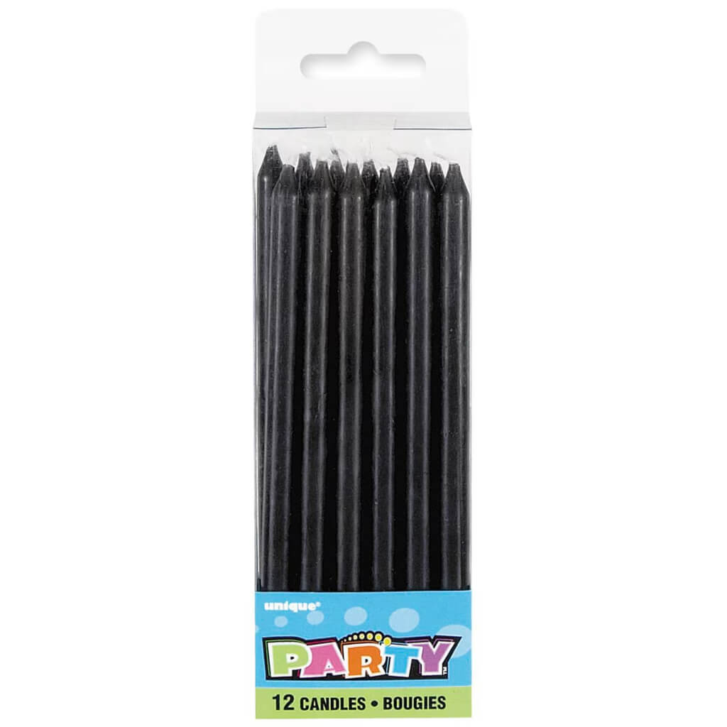 Midnight Black Candles 12pk