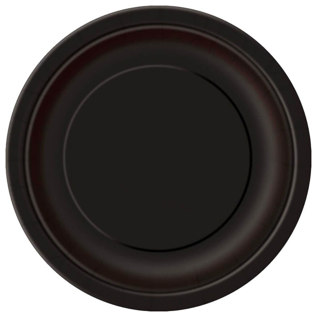 Midnight Black Round Paper Plates 23cm 8pk