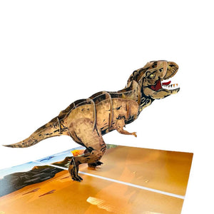 Mighty Brown T-Rex Dinosaur Pop Card