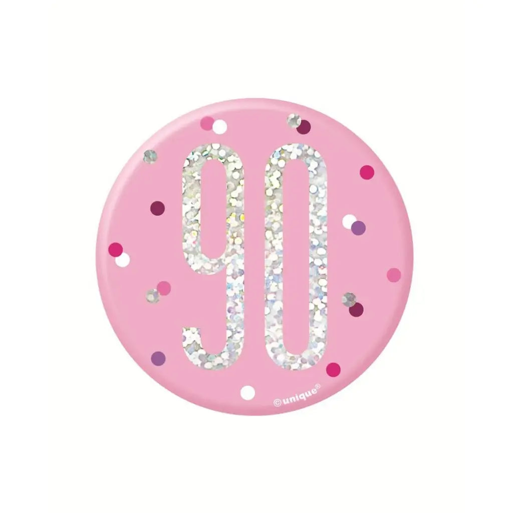 Round 90 birthday party badge for milestone celebrations