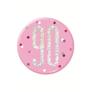 Round 90 birthday party badge for milestone celebrations