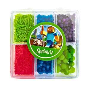Minecraft themed sprinkle decorating kit in bento box