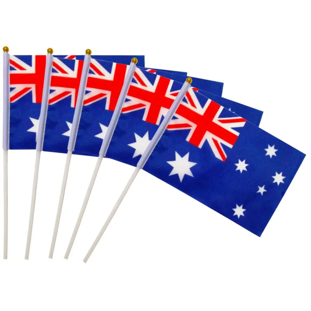 Mini Australian Flags Handheld Wavers 5pk