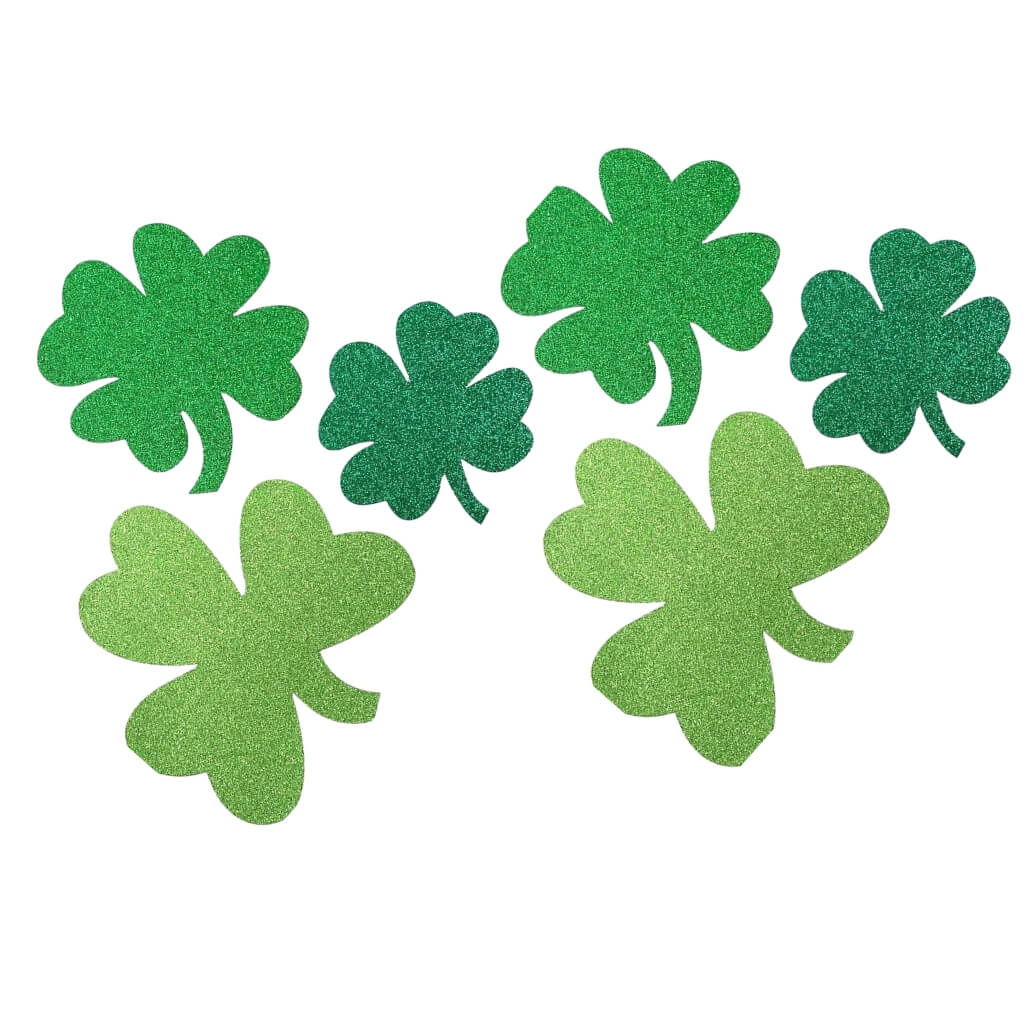 Mini Glitter Green Shamrock Cutouts 6pk