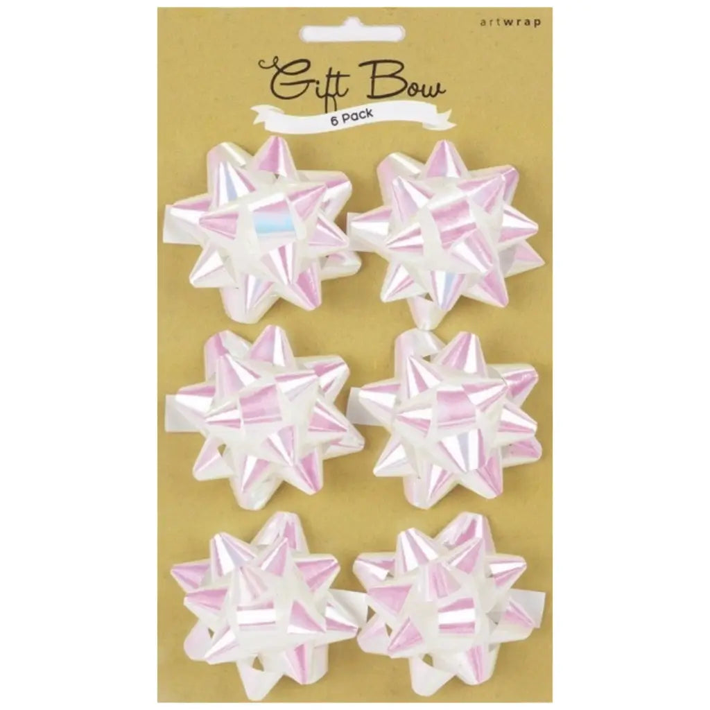 Mini Iridescent Star Gift Bows 5cm 6 Pack