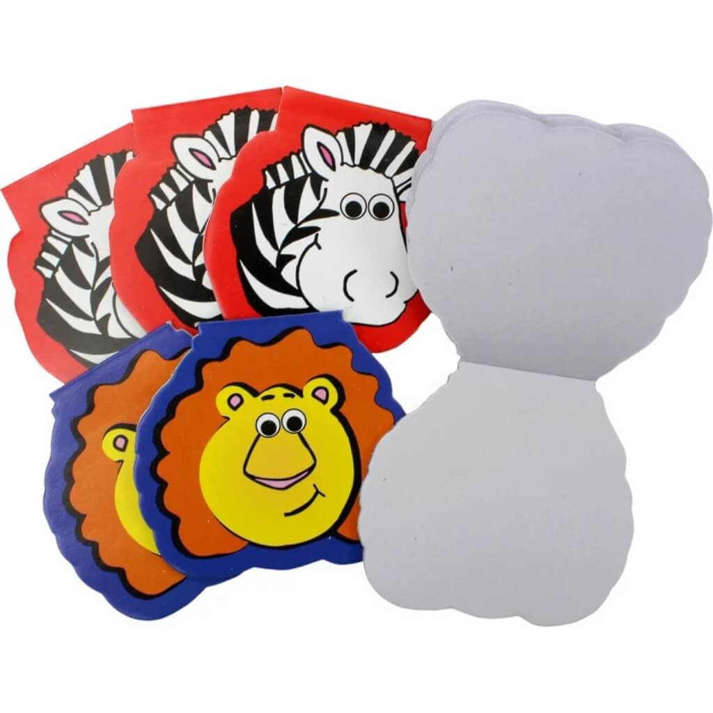 Jungle Animal Face Mini Notepads assorted designs 6pk kids party favour supplies