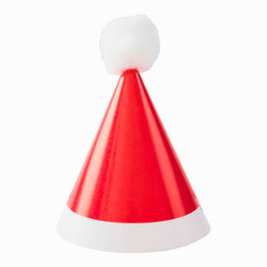 Mini pom pom Santa hats red and white card hats 8 pack