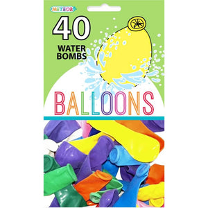 Pack of 40 Assorted Coloured Water Bomb Latex Balloons.