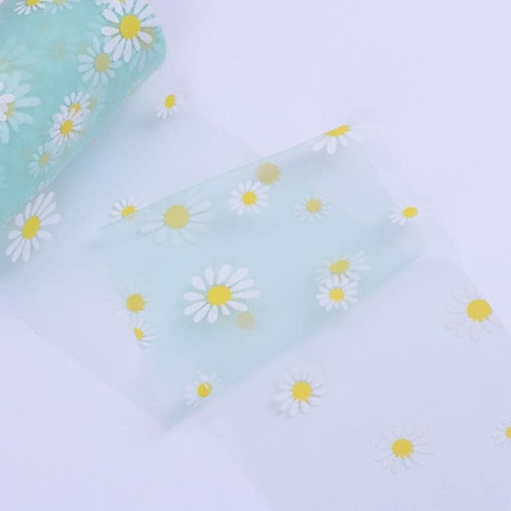 Daisy Tulle Ribbon 6cm x 5 yards - mint green