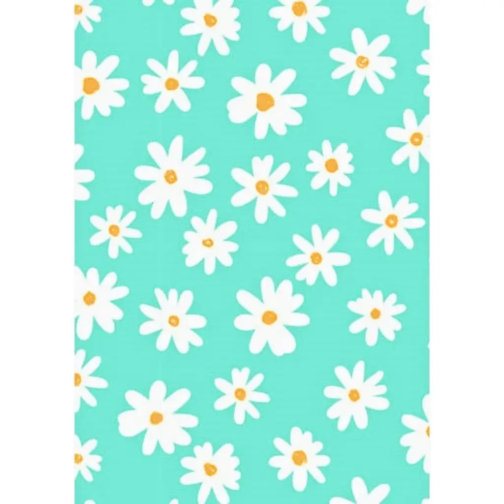 Daisy wrapping paper on mint green background
