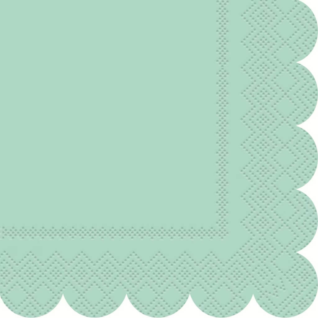 Blue & Mint Green Scalloped Edge Beverage Napkins 16pk