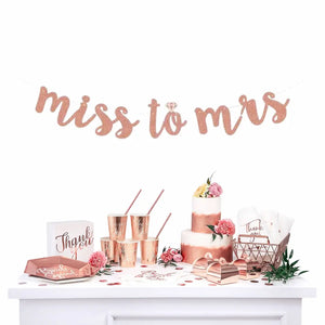 MISS TO MRS Rose Gold Glitter Bachelorette Party Banner - Online Party Supplies