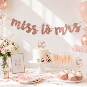 Rose Gold Glitter MISS TO MRS Hen Party Banner