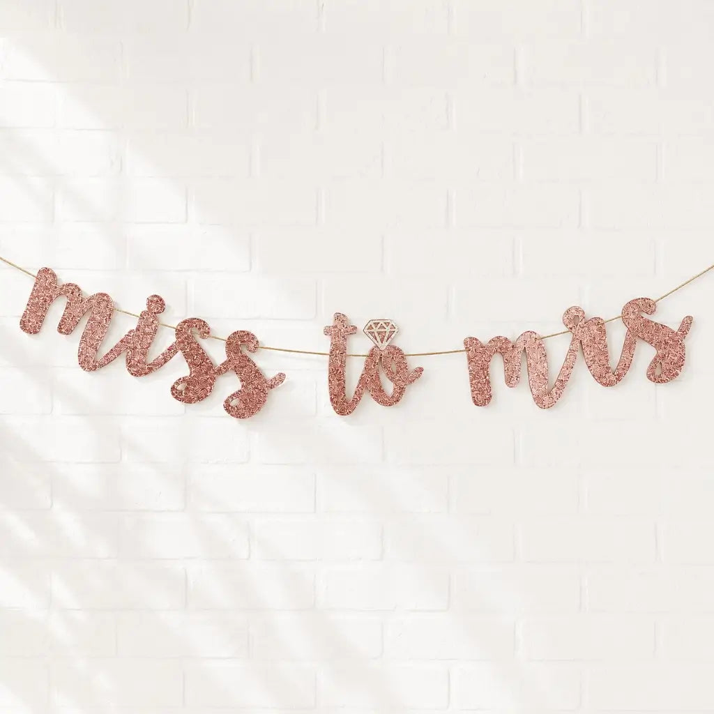 Rose Gold Glitter MISS TO MRS Hen Party Banner