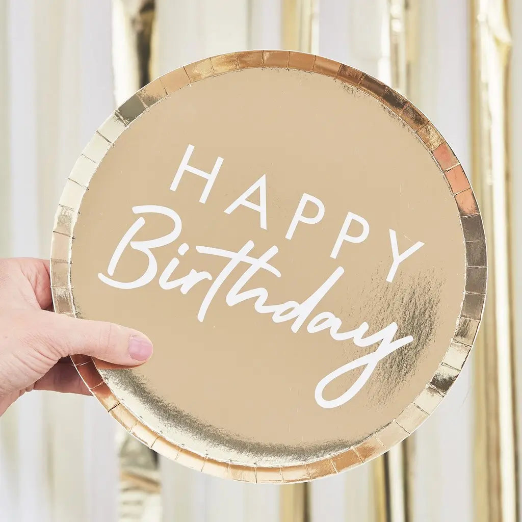 Mix it up Gold Foiled Happy Birthday Paper Plates 8pk