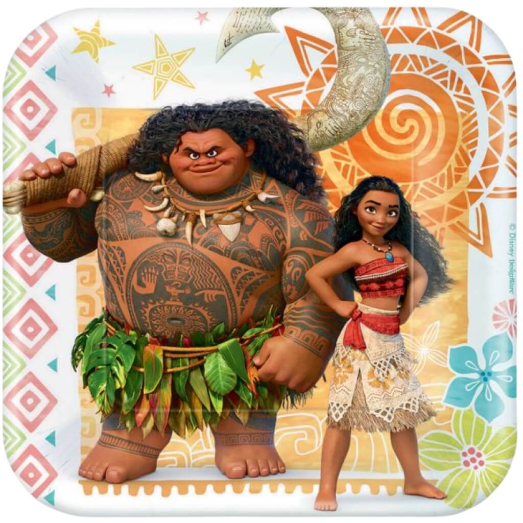 Moana Square Paper Plates 17cm 8pk