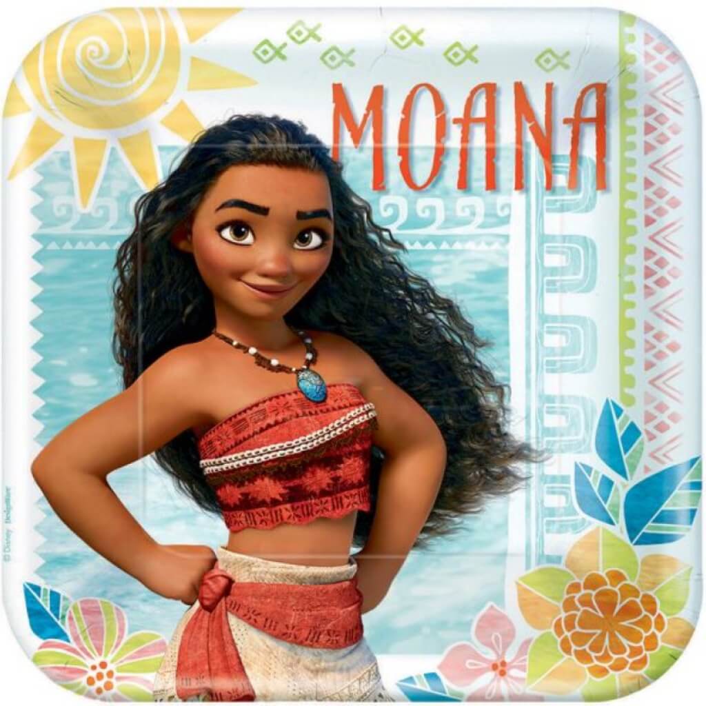 Moana Large Square dinner Paper Plates 23cm 8pk