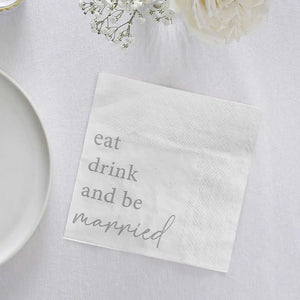 modern luxe Eat, Drink and Be Married Wedding Napkins 16pk