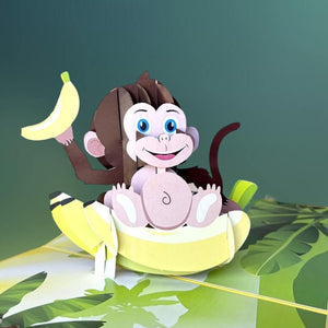 Cheeky Monkey Go Bananas 3D Pop Up Animal Card