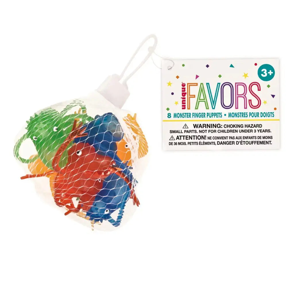 Colourful monster finger puppets for party favours