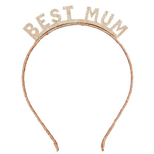 Best Mum Ever gold glitter headband for Mother’s Day