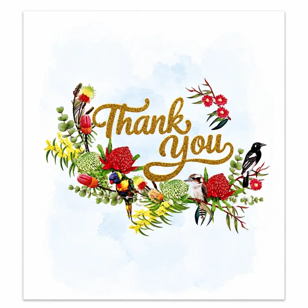 Thank you Australian native flowers 3D pop up card cover