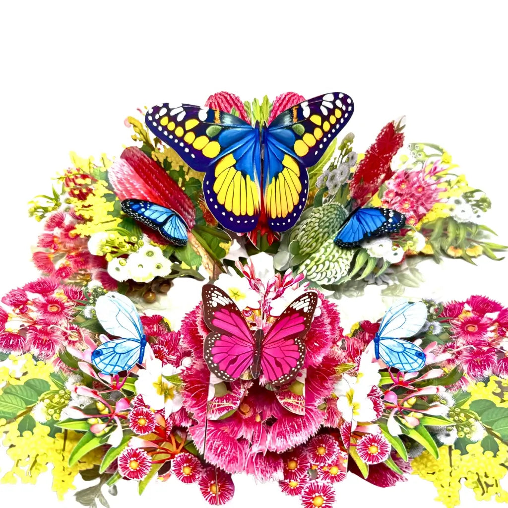Australian spring butterfly garden pop-up greeting card